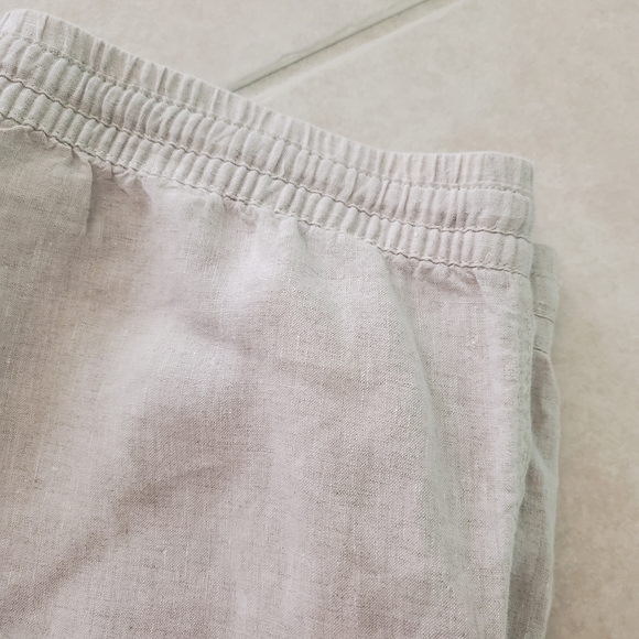 L.L. Bean Premium Washable Natural Oatmeal Linen Wide Leg Pull-On Pants 18 - Picture 3 of 9